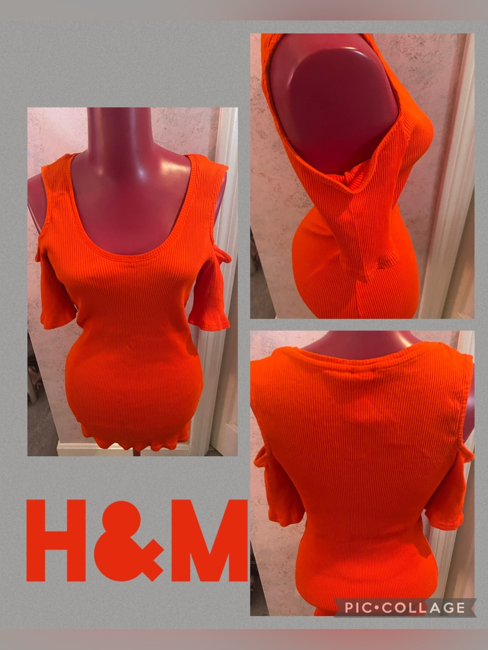 - H&M RED Open shoulder Red tunic top Medium (LIKE NEW)